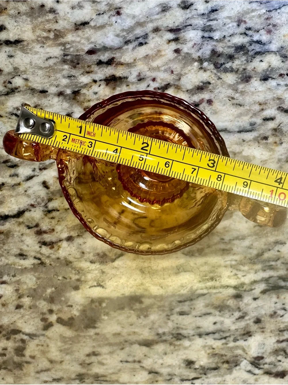 Carnival Glass Amber Pressed Glass Sugar Bowl with Handles